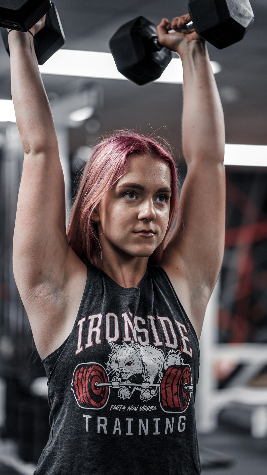 IRON CAT Gray Racerback Cropped Tank